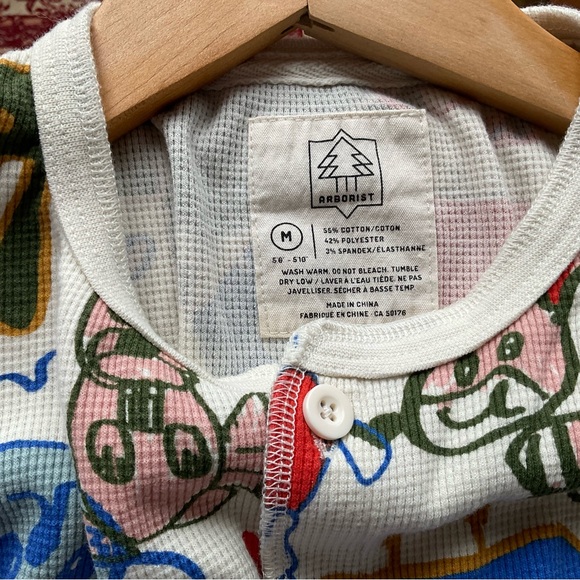 Arborist Unisex Waffle Knit One Piece Pajamas Size M Graphic Print Adult Onesie - Picture 6 of 6